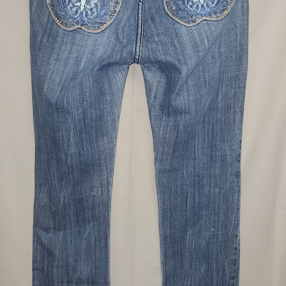 Apple Bottoms Distressed Straight Leg Jeans Size 9/10 - Picture 3 of 11
